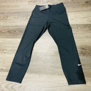 Womens Black Dri Fit Mid Rise Crop Leggings Size Small